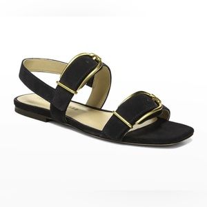 Veronica Beard Maglio Suede Dual-Buckle Slingback Sandals